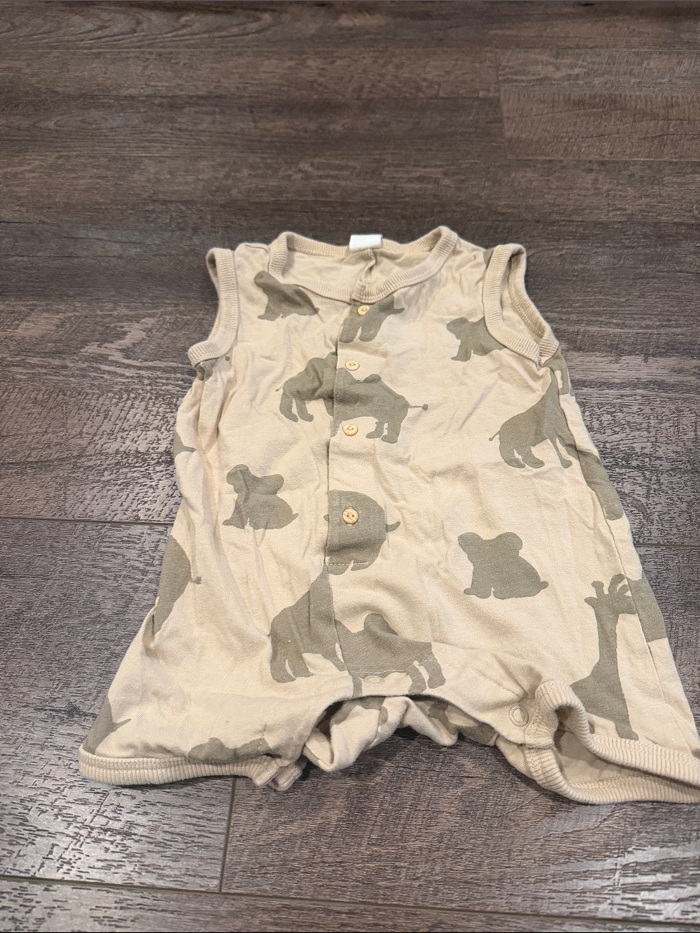 H&M Beige Baby Romper with Olive Animal Print